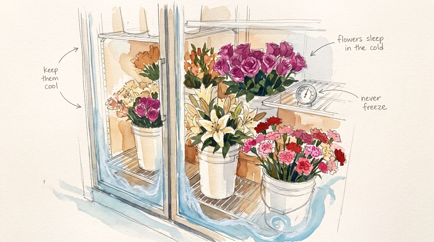 Watercolor: the flower sleeping in the cold
